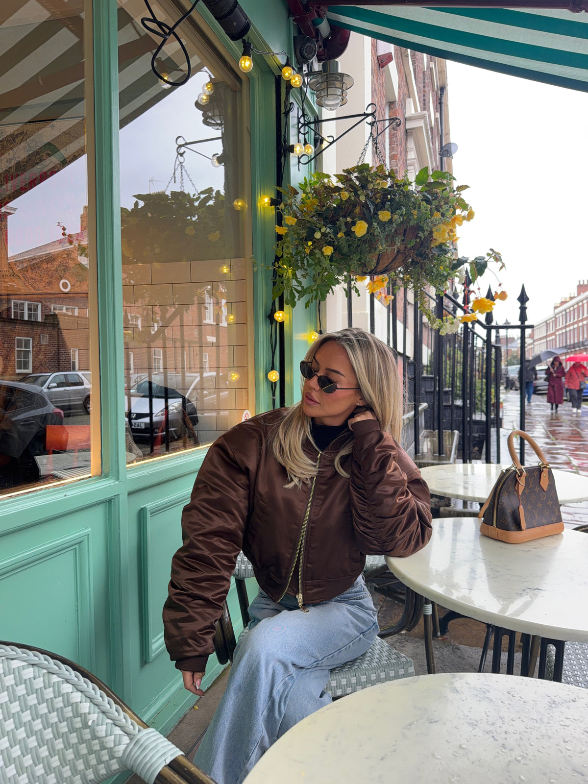 GISELLE SATIN BOMBER - CHOCOLATE