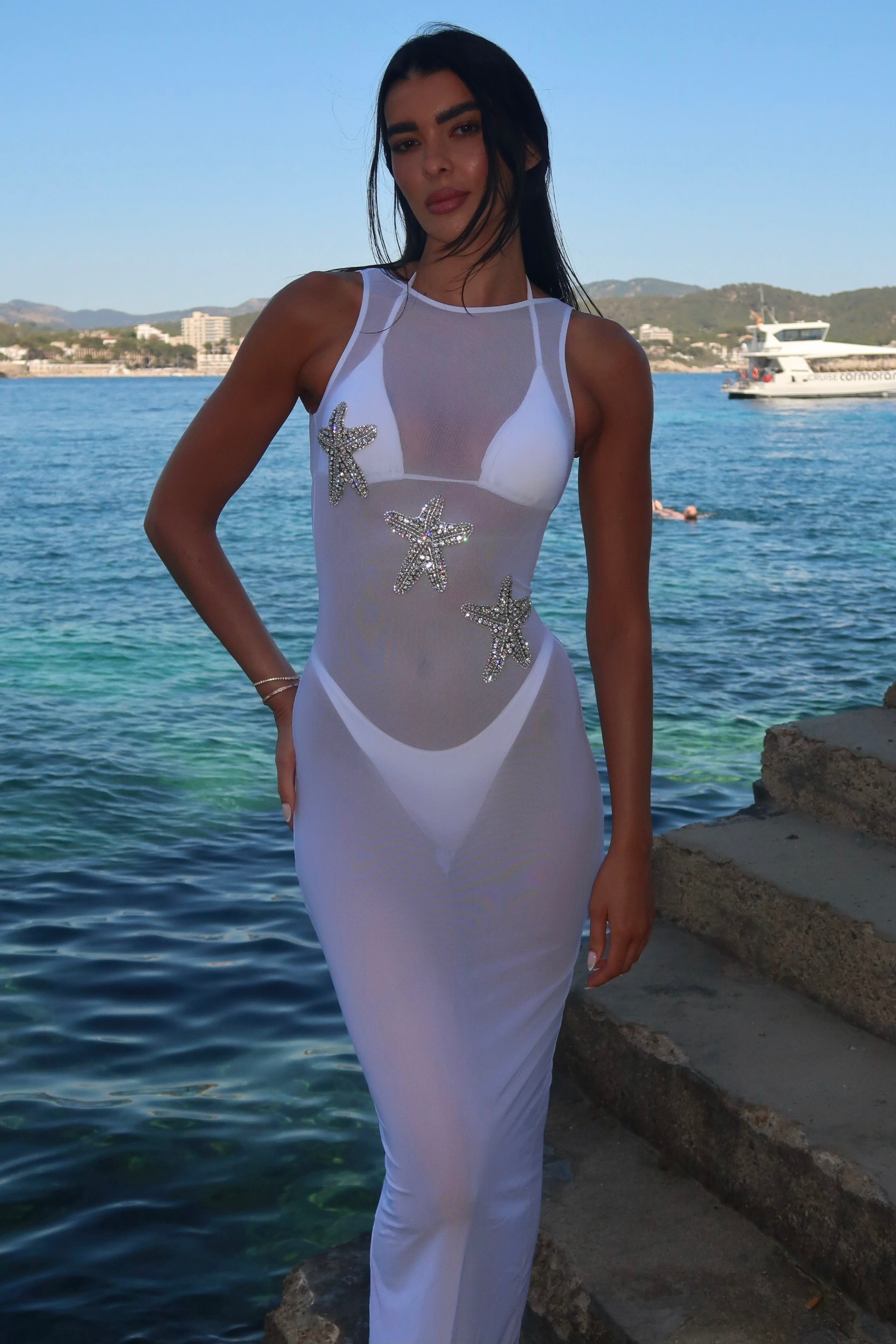 LUNA MESH DRESS - WHITE