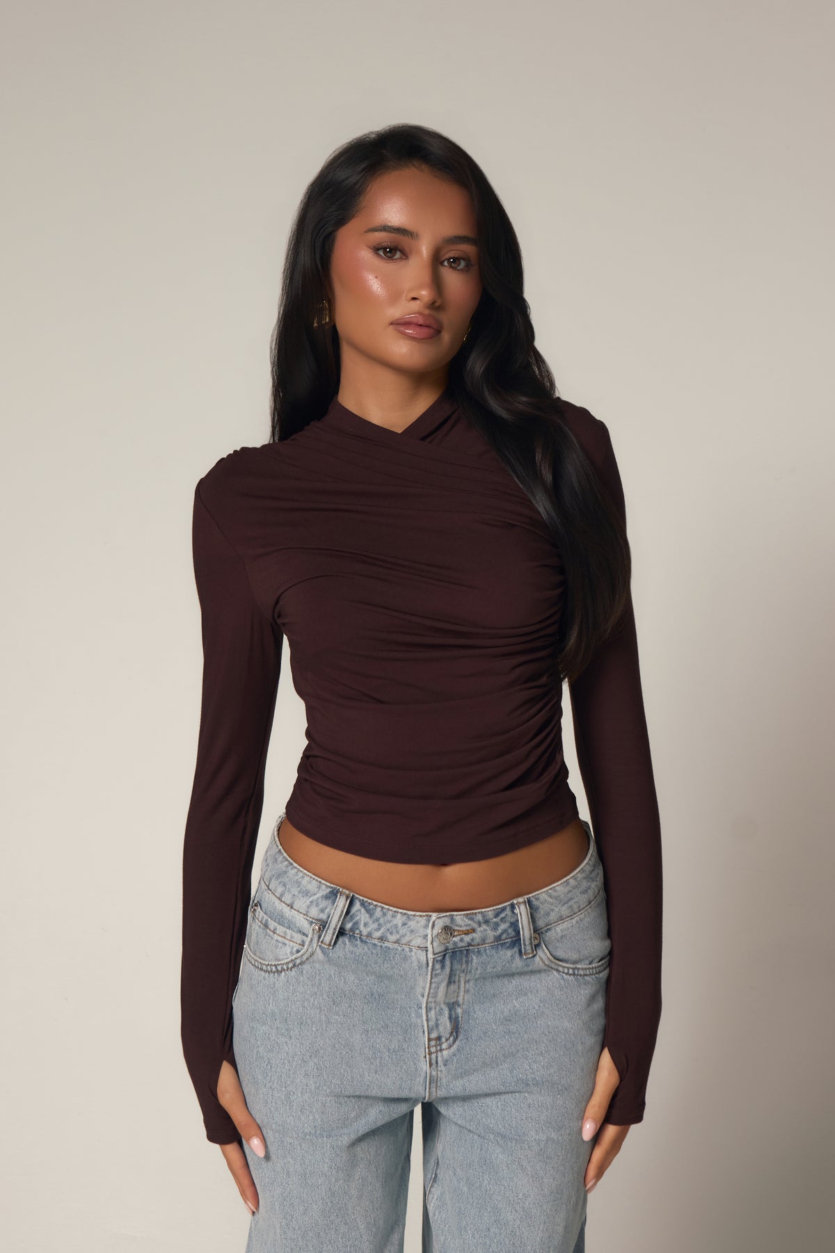 THE WRAP ME UP TOP - CHOCOLATE