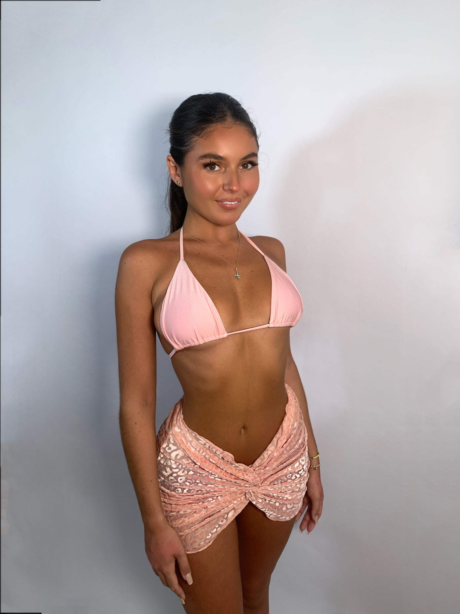 PINK LEOPARD RUCHED SKIRT
