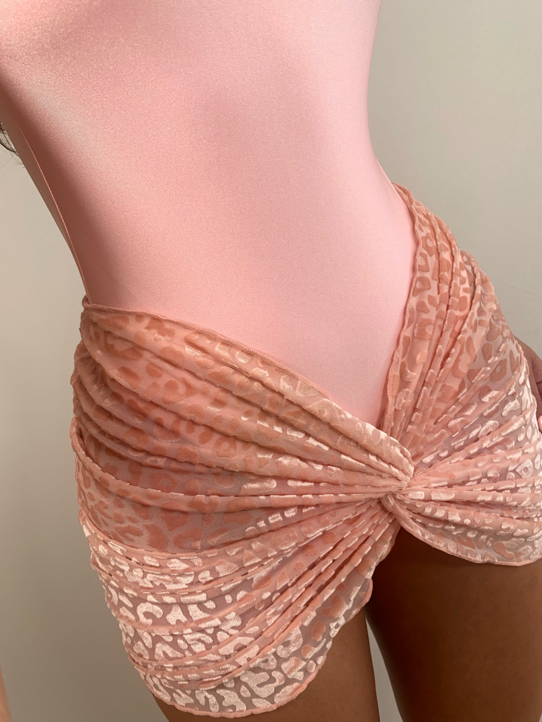 PINK LEOPARD RUCHED SKIRT