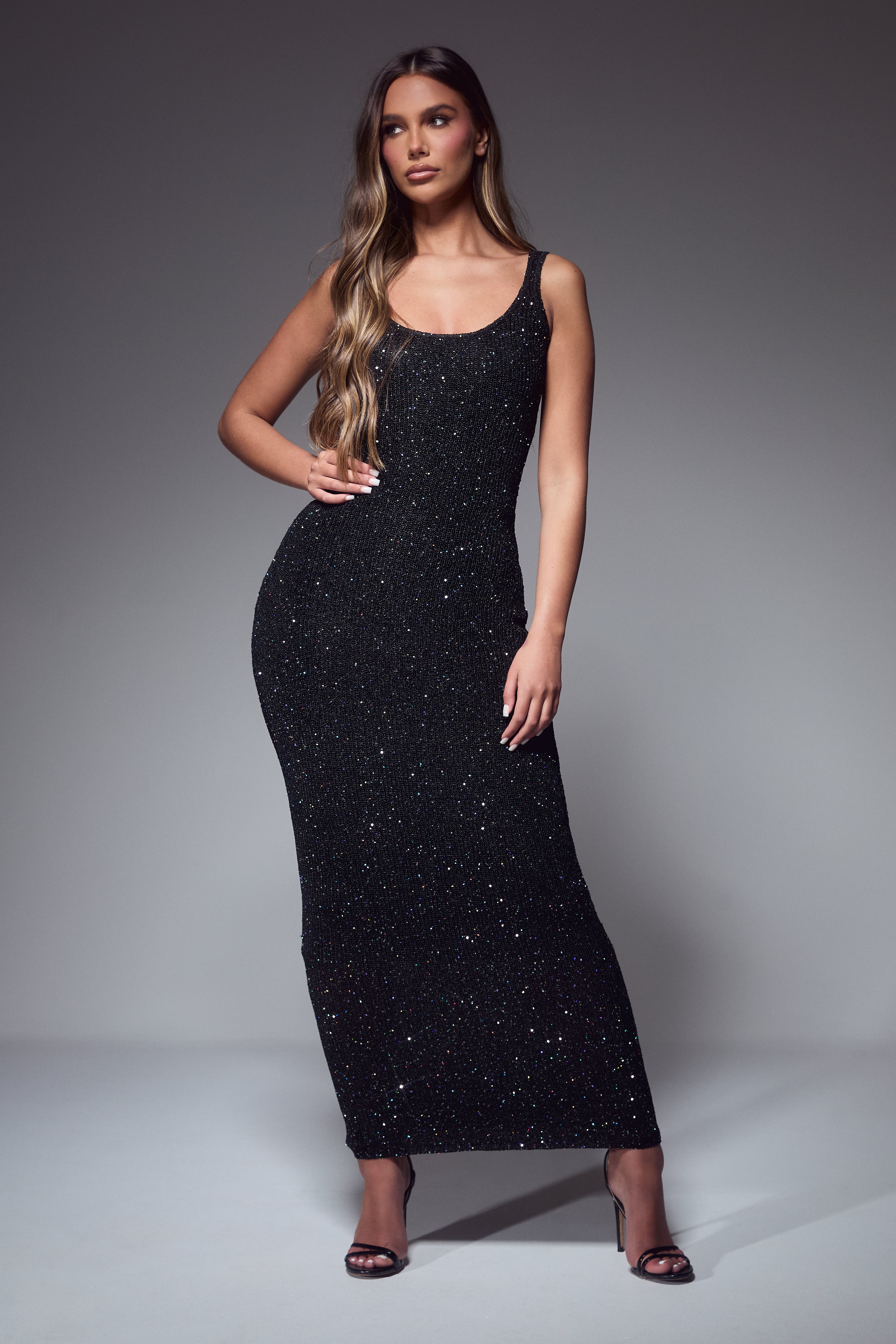 PORTOFINO KNIT MAXI DRESS - BLACK