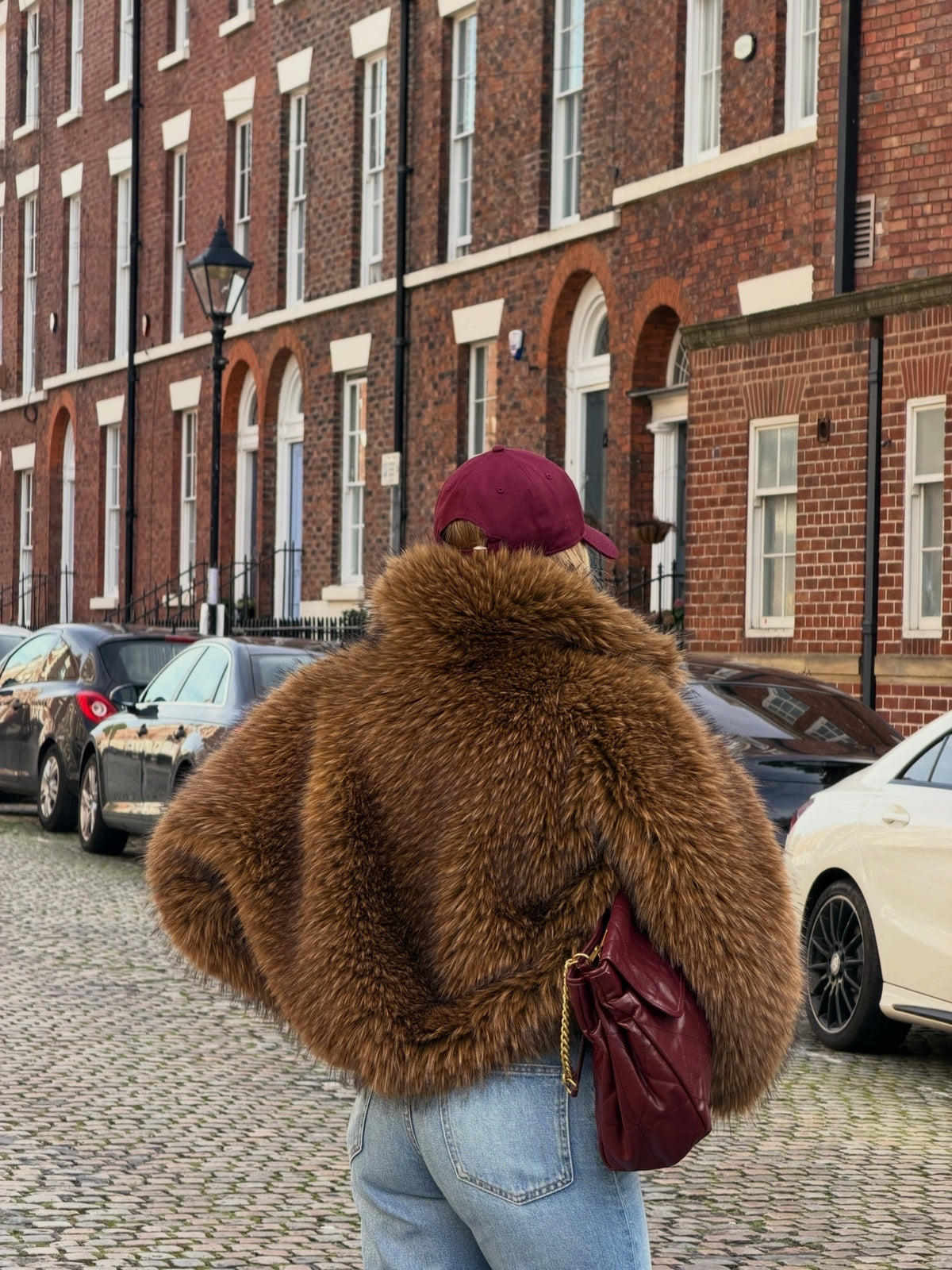 BLAIR OVERSIZED FAUX FUR JACKET - CHESTNUT