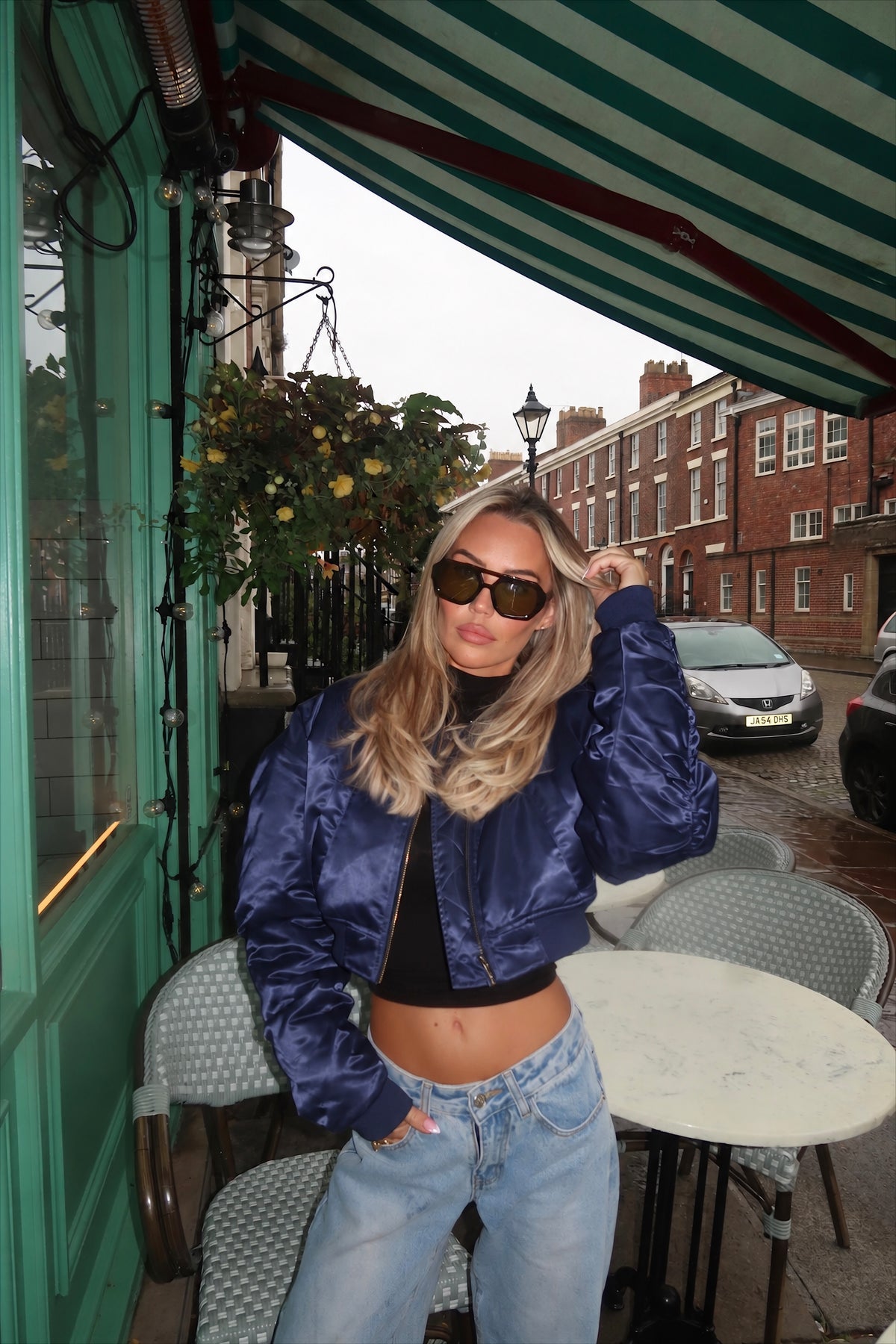GISELLE SATIN BOMBER - MIDNIGHT