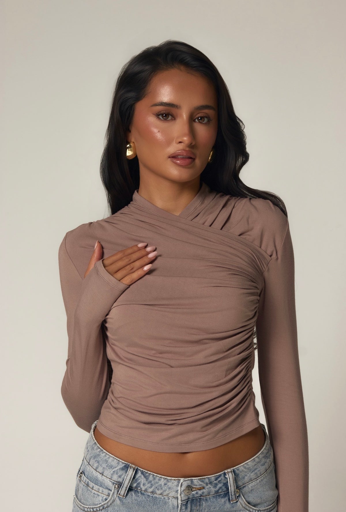 THE WRAP ME UP TOP - TAUPE
