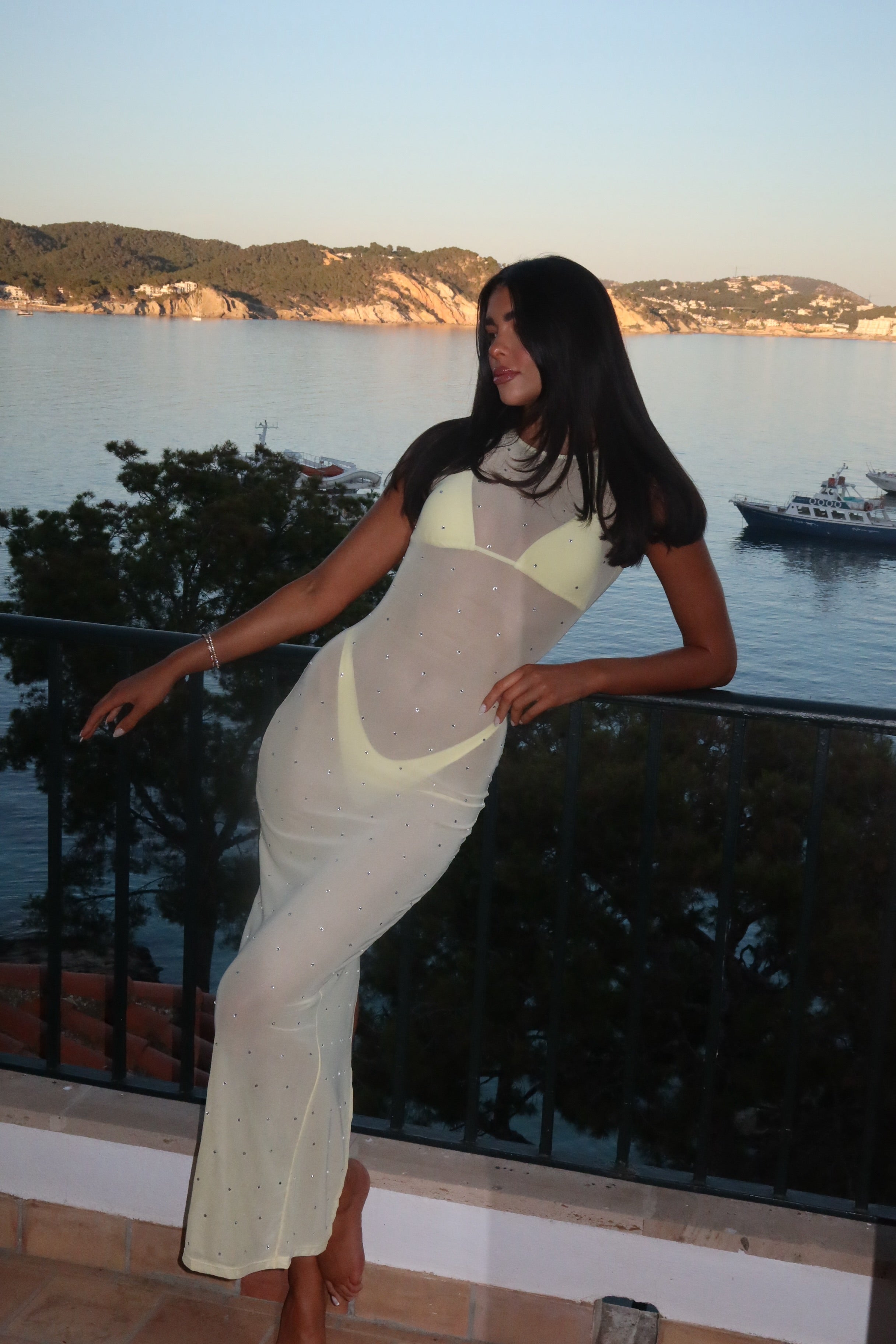 NEVADA DIAMANTE DRESS - LEMON