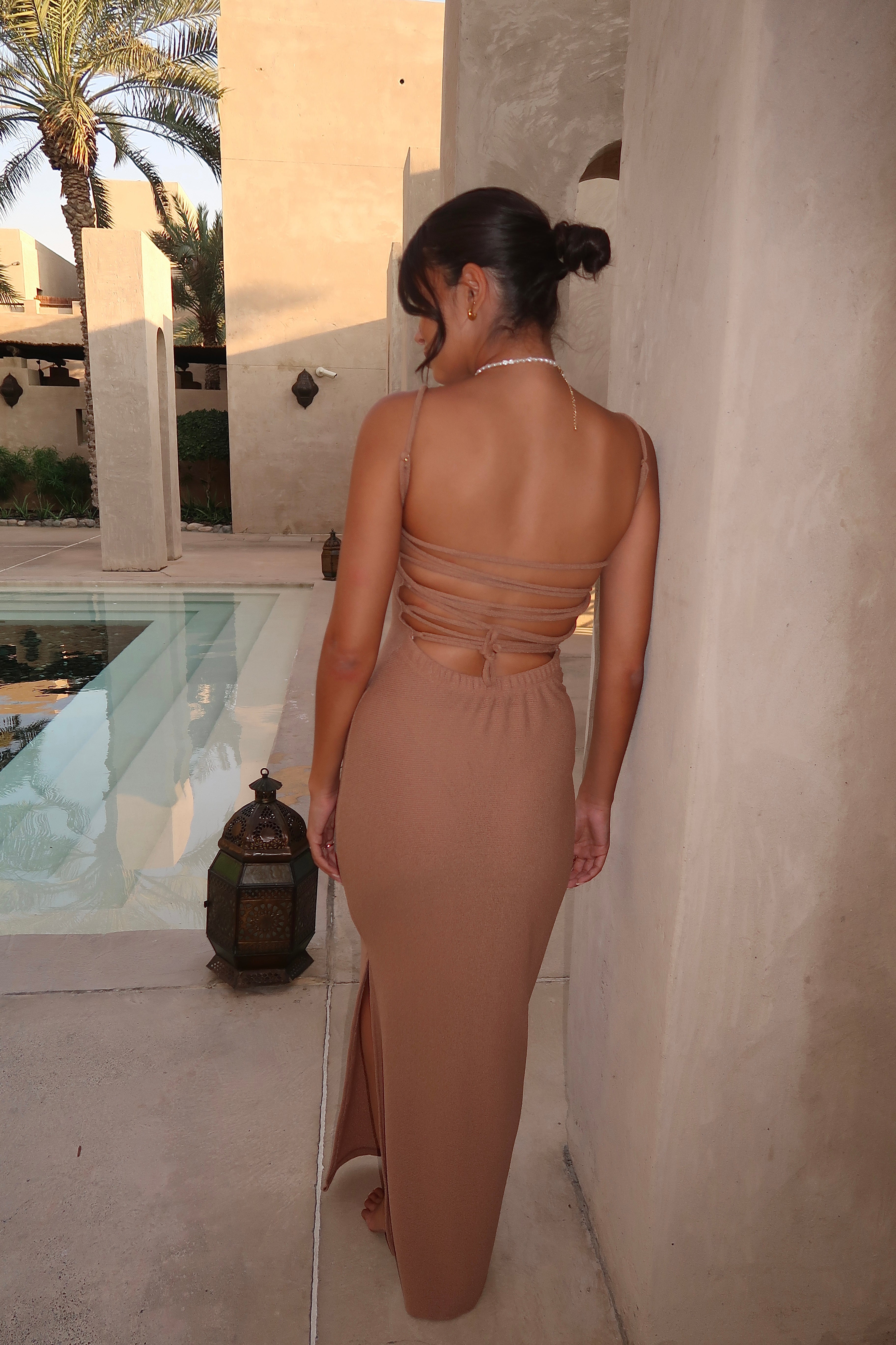 SANTORINI KNIT MAXI DRESS - SAND