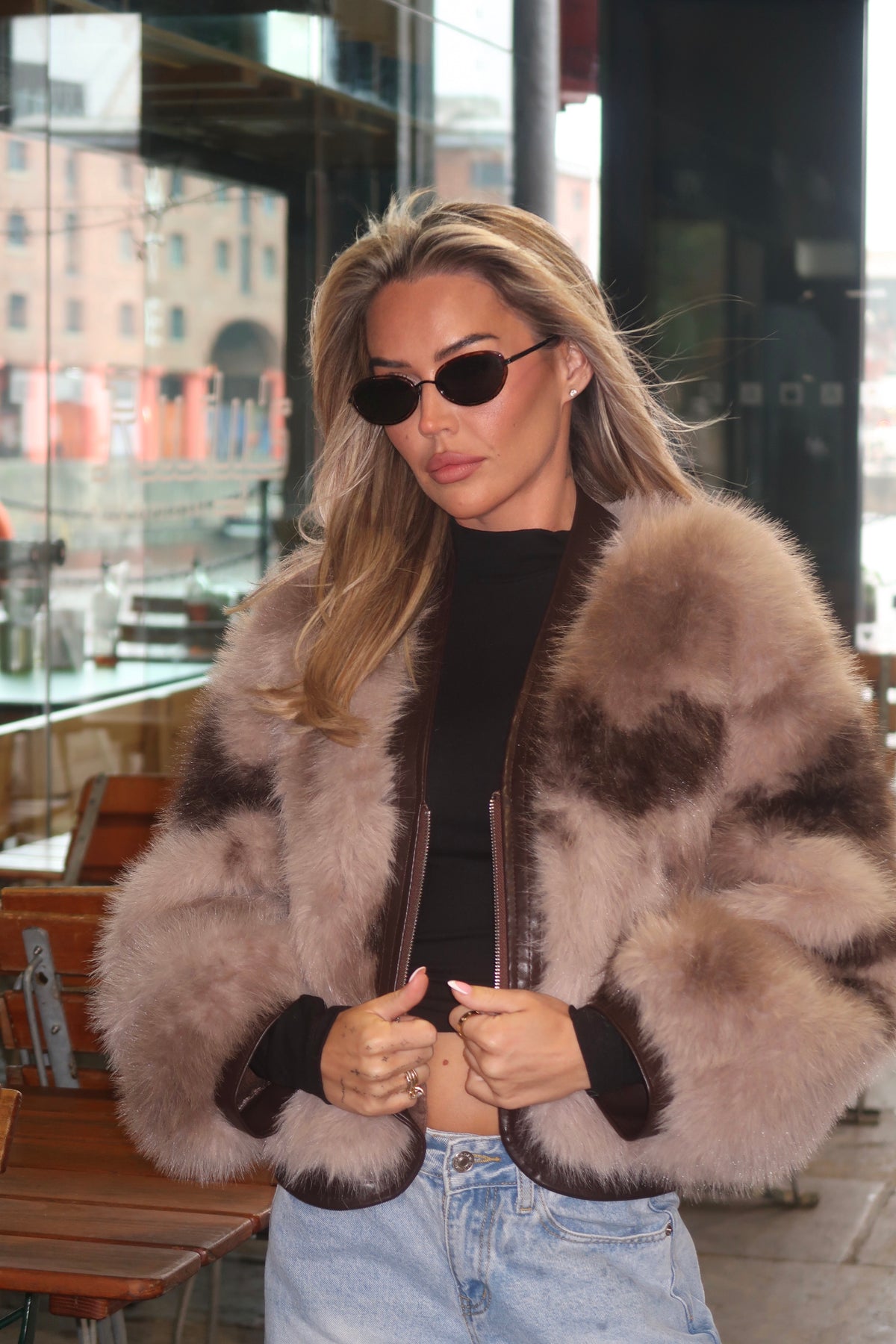 CELINE FAUX FUR BOMBER - MARBLE