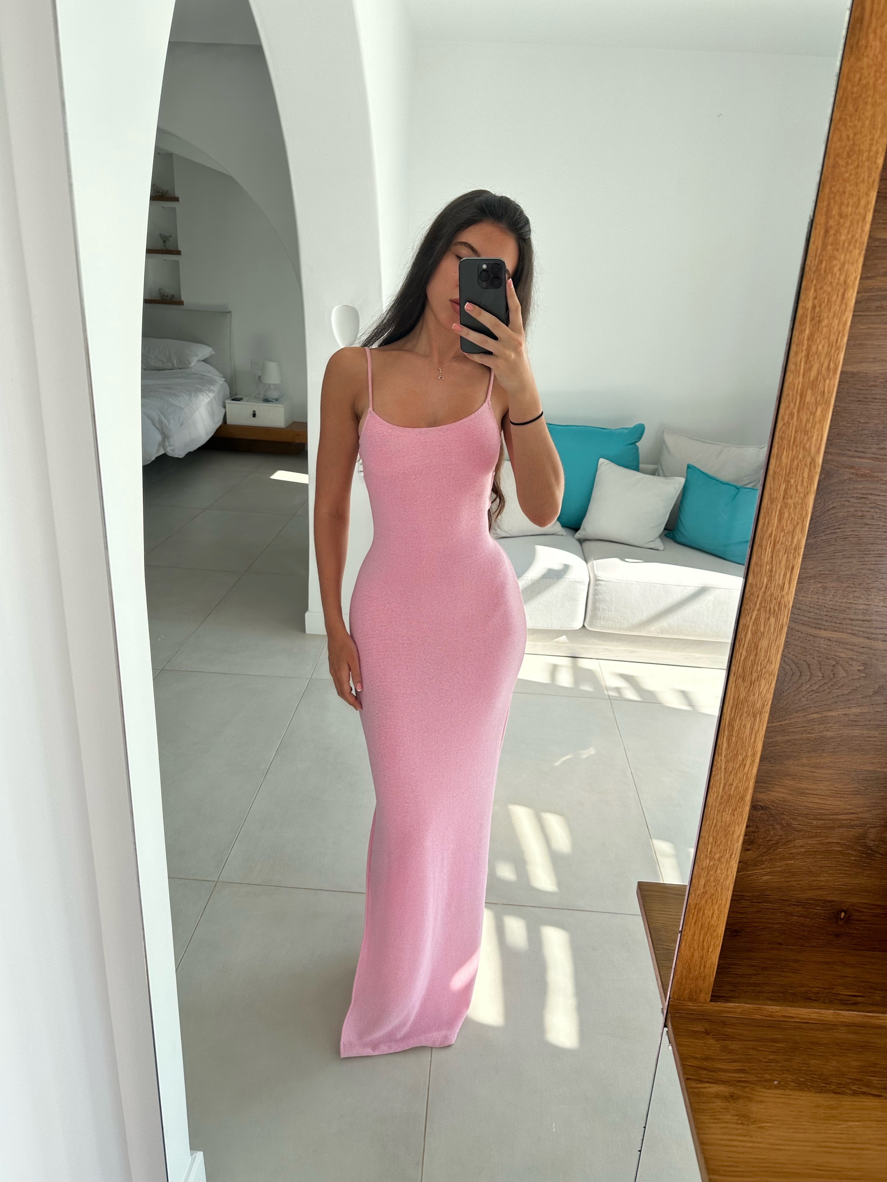 SANTORINI KNIT MAXI DRESS - PINK