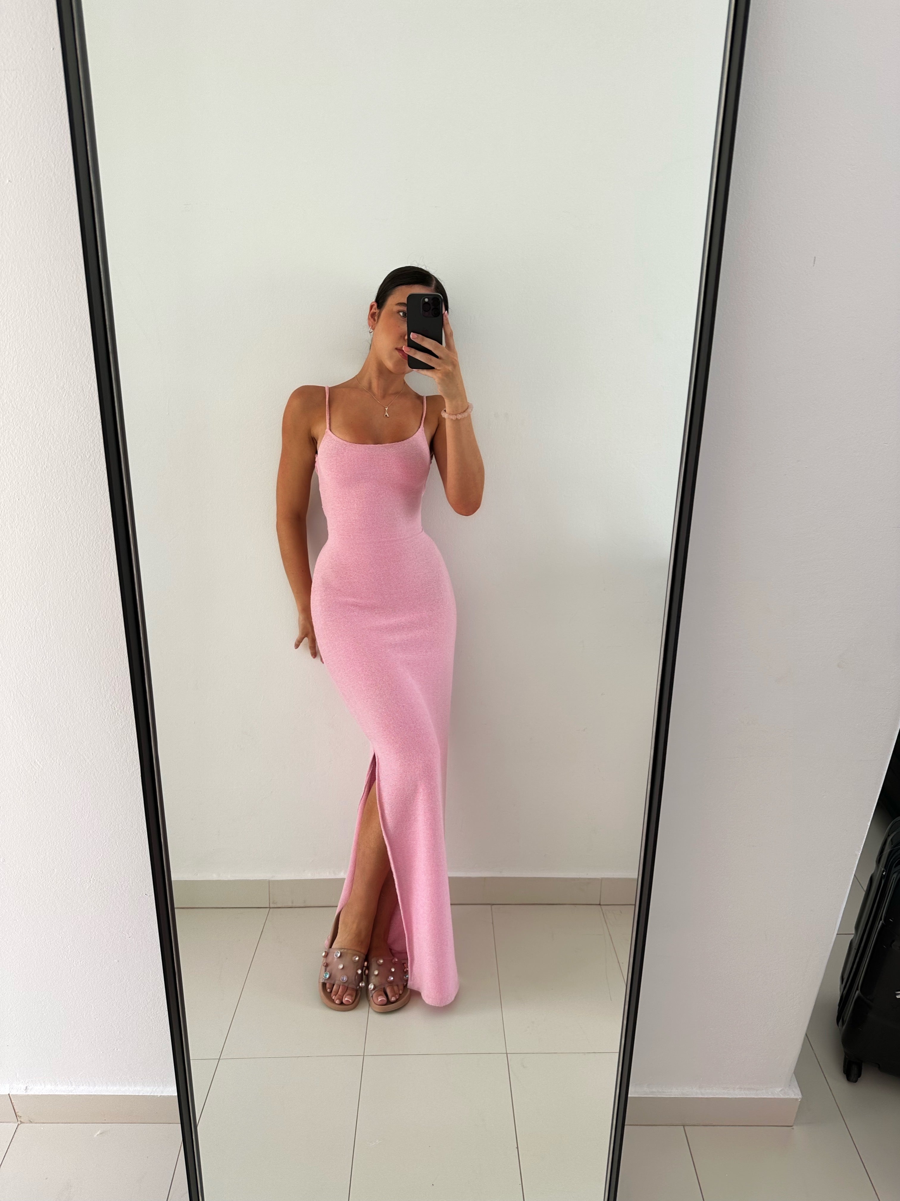 SANTORINI KNIT MAXI DRESS - PINK