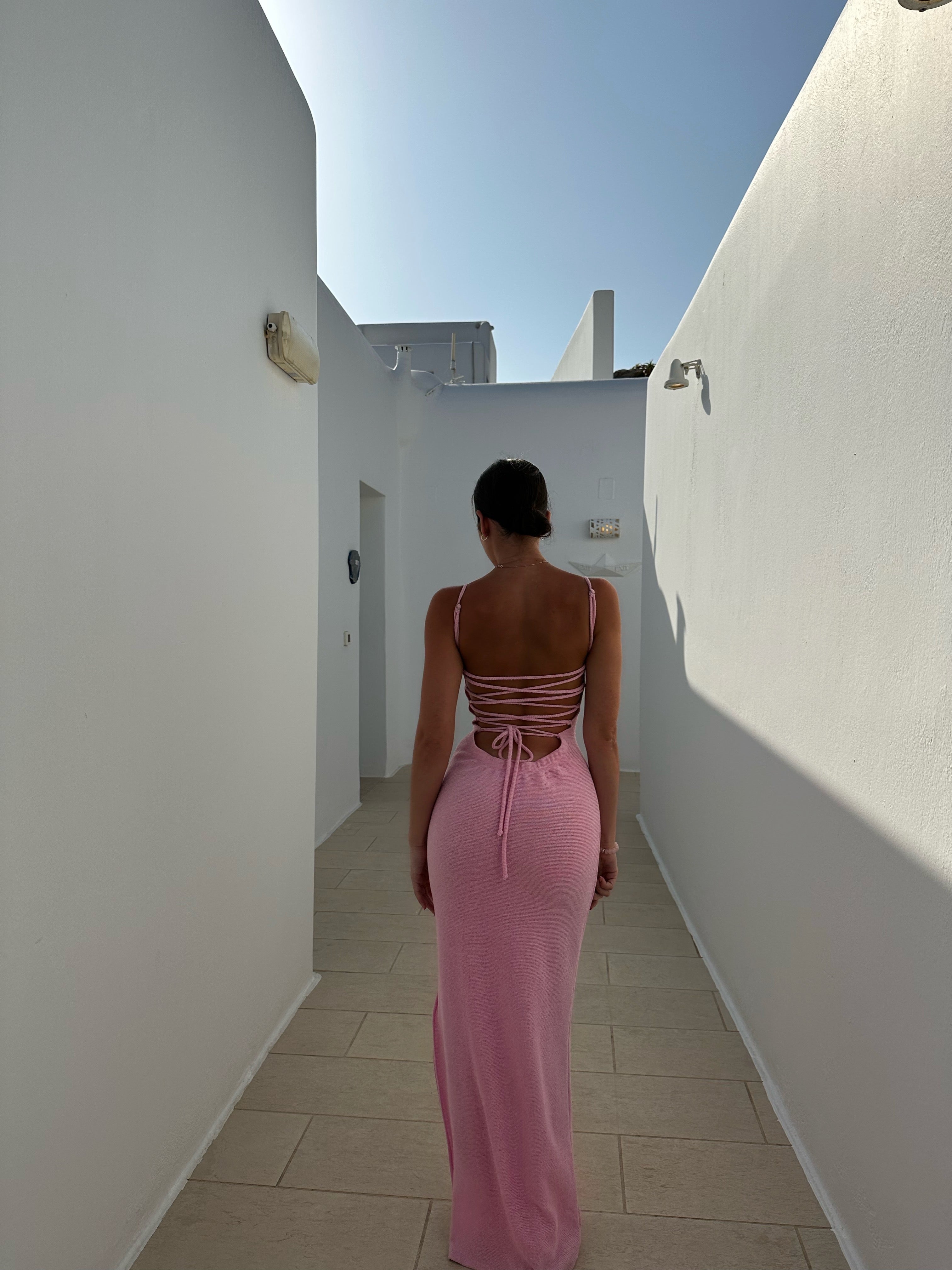 SANTORINI KNIT MAXI DRESS - PINK