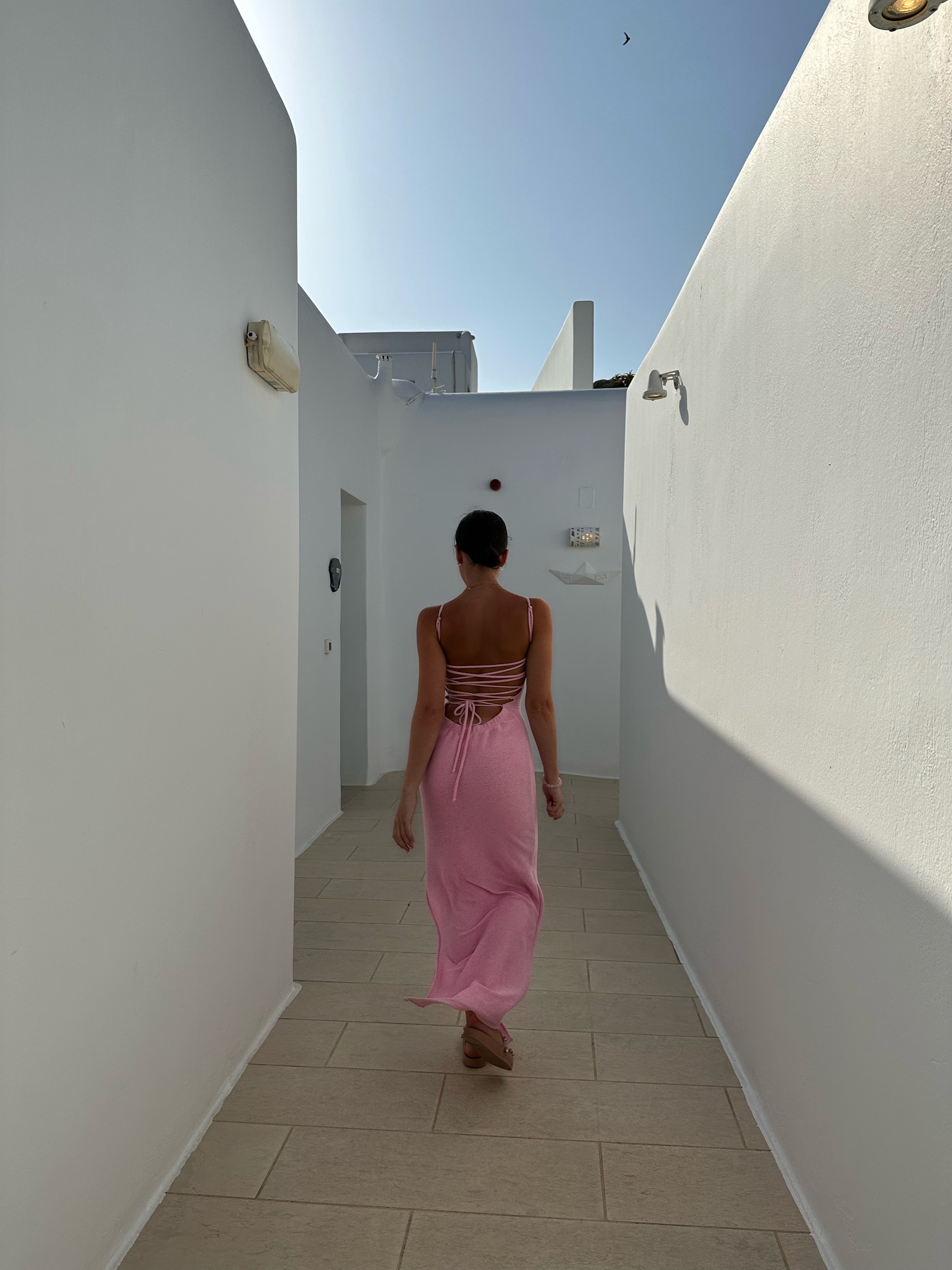 SANTORINI KNIT MAXI DRESS - PINK